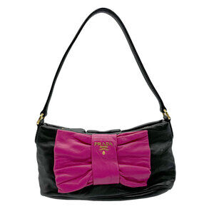 Prada Black Pink Nappa Fiocco Bow Shoulder Bag
